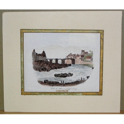 Gravure "Chûte du Rhin à Lauffenbourg"  sur Moinat SA  - Antiquités décoration -  Gravures, Lithos