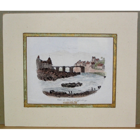 Gravure "Chûte du Rhin à Lauffenbourg"  sur Moinat SA  - Antiquités décoration -  Gravures, Lithos