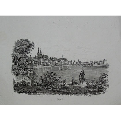 Gravure "Bâle"  sur Moinat SA  - Antiquités décoration -  Gravures, Lithos