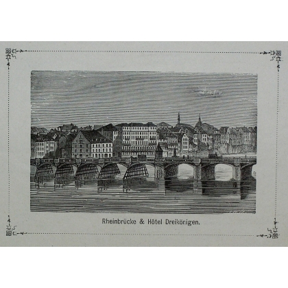 Gravure "Rheinbrücke & Hôtel  sur Moinat SA  - Antiquités décoration -  Gravures, Lithos