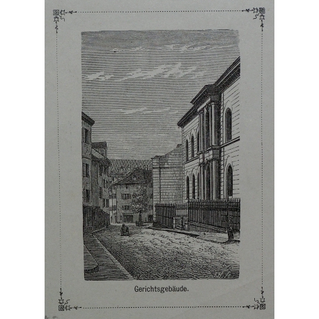 Gravure "Gerichtsgebäude" Bâle  sur Moinat SA  - Antiquités décoration -  Gravures, Lithos