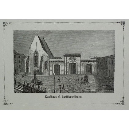 Gravure "Kaufhaus & Barfüsserkirche"  sur Moinat SA  - Antiquités décoration -  Gravures, Lithos