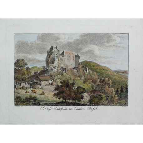 Stich „Schloss Ramstein im Kanton“ von Moinat SA – Antiquitäten und Dekoration – Stiche, Lithografien