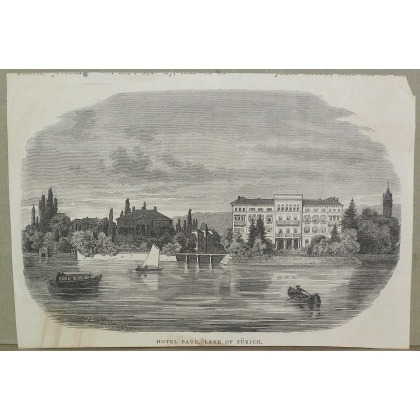 Gravure "Hotel Baur, Lake of Zürich"  sur Moinat SA  - Antiquités décoration -  Gravures, Lithos