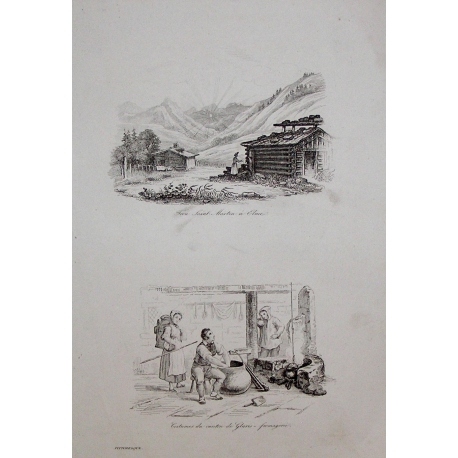 Gravure "Costumes de Glarus"  sur Moinat SA  - Antiquités décoration -  Gravures, Lithos