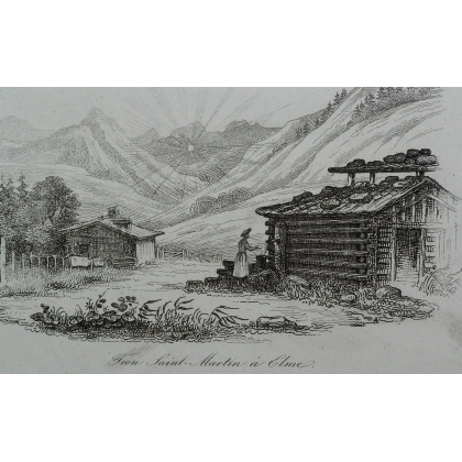 Gravure "Costumes de Glarus"  sur Moinat SA  - Antiquités décoration -  Gravures, Lithos