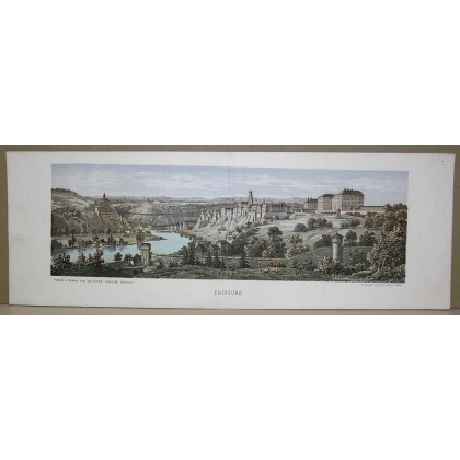 Gravure "Fribourg" de LELIEVRE  sur Moinat SA  - Antiquités décoration -  Gravures, Lithos
