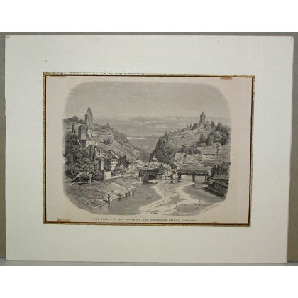 Gravure "The valley of the Gotteron and  sur Moinat SA  - Antiquités décoration -  Gravures, Lithos