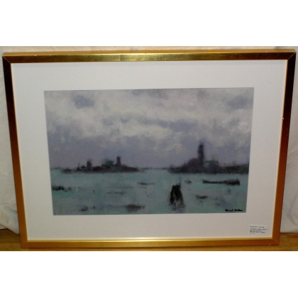 Gouache "Venise-lagune", signé Marcel