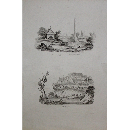 Radierung „Beinhaus 1793, Obelisk 1834“ von Moinat SA – Antiquitäten und Dekoration – Radierungen, Lithografien