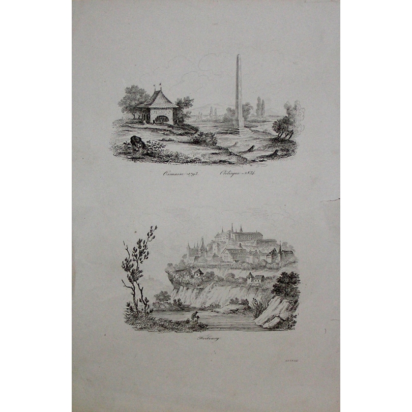 Gravure "Ossuaire 1793, Obélisque 1834