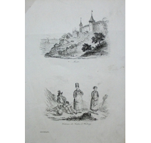 Gravure "Morat et Costumes du Canton de