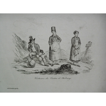Engraving: ‘Morat and Costumes of the Canton of’ by Moinat SA – Antiques and decorative items – Engravings, lithographs