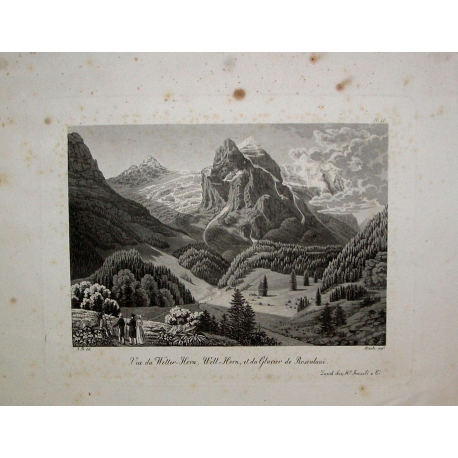 Engraving: ‘View of the Wetter-Horn, Well-Horn’ by Moinat SA – Antiques and decorative items – Engravings, lithographs