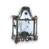 Lantern painted green. Floral design. At  Moinat SA  - Antiques and home décor