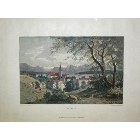 Engraving ‘Lucerne’ by WEBER at Moinat SA – Antiques and decorative items – Engravings, lithographs