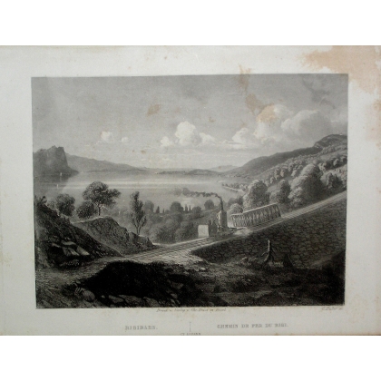 Engraving entitled ‘Chemin de Fer du Rigi’ by HUBER, on Moinat SA – Antiques and decorative items – Engravings, lithographs