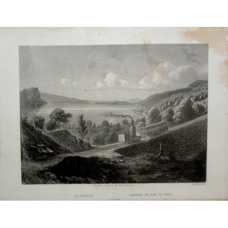 Engraving entitled ‘Chemin de Fer du Rigi’ by HUBER, on Moinat SA – Antiques and decorative items – Engravings, lithographs