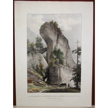 Engraving: ‘Rockfall on the Moinat SA’ – Antiques and decorative items – Engravings, lithographs