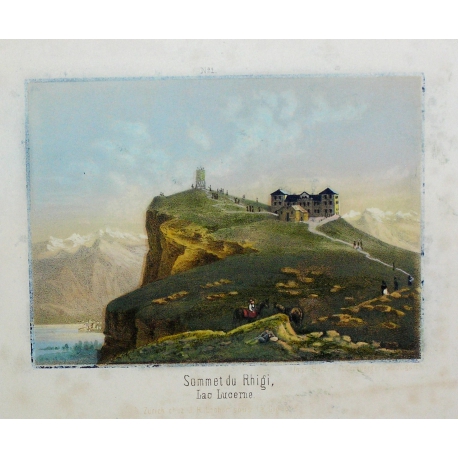 Engraving ‘Summit of the Rhigi, Lake Lucerne’ by Moinat SA – Antiques and decorative items – Engravings, lithographs