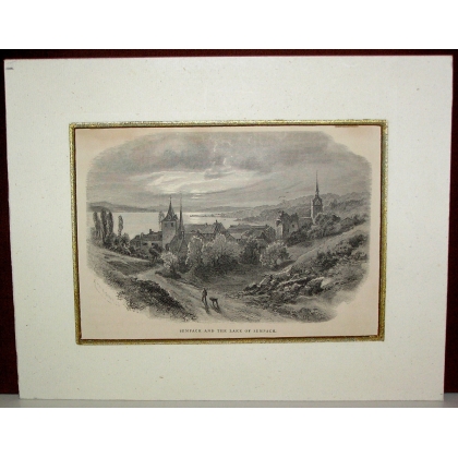 Engraving "Sempach and the lake of" by Moinat SA – Antiques and decorative items – Engravings, lithographs