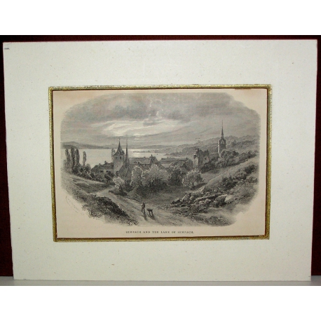 Engraving "Sempach and the lake of" by Moinat SA – Antiques and decorative items – Engravings, lithographs