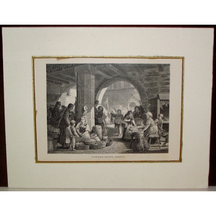 Engraving "Vegetable market, Lucerne" by Moinat SA – Antiques and decorative items – Engravings, lithographs