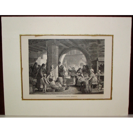 Engraving "Vegetable market, Lucerne" by Moinat SA – Antiques and decorative items – Engravings, lithographs