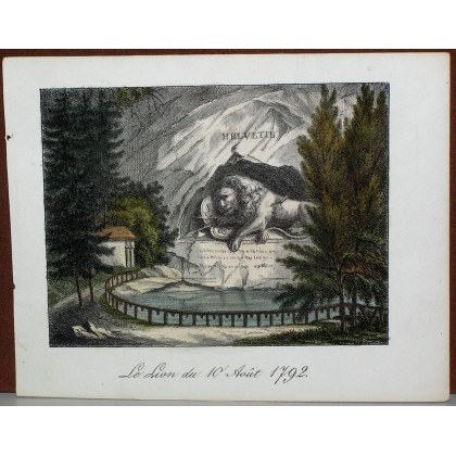 Gravure "Le Lion du 10 Août 1792",  sur Moinat SA  - Antiquités décoration -  Gravures, Lithos
