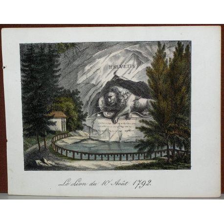 Gravure "Le Lion du 10 Août 1792",  sur Moinat SA  - Antiquités décoration -  Gravures, Lithos