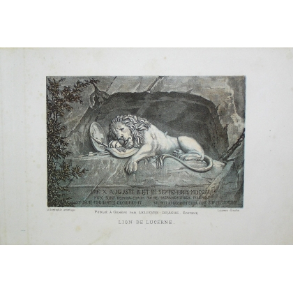Gravure "Lion de Lucerne" de LELIEVRE  sur Moinat SA  - Antiquités décoration -  Gravures, Lithos