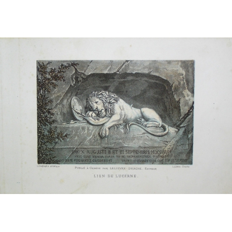 Gravure "Lion de Lucerne" de LELIEVRE  sur Moinat SA  - Antiquités décoration -  Gravures, Lithos