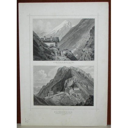 Gravure "Schwarenbach et Klimsen horn"  sur Moinat SA  - Antiquités décoration -  Gravures, Lithos