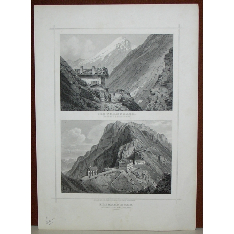 Gravure "Schwarenbach et Klimsen horn"  sur Moinat SA  - Antiquités décoration -  Gravures, Lithos