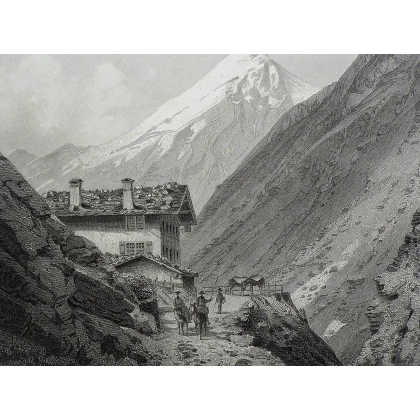 Gravure "Schwarenbach et Klimsen horn"  sur Moinat SA  - Antiquités décoration -  Gravures, Lithos