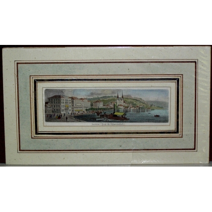 Gravure "Lucerne (Quai du Schweizerhof)"  sur Moinat SA  - Antiquités décoration -  Gravures, Lithos