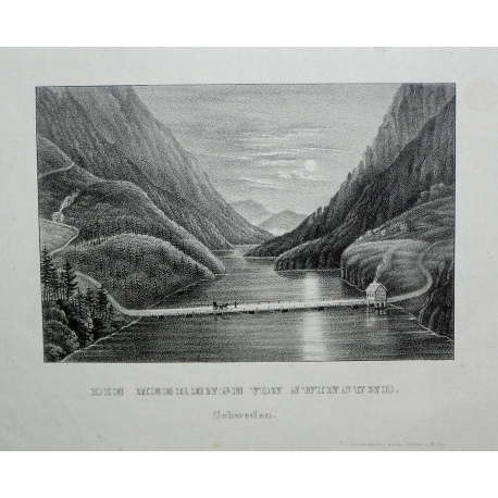 Gravure "Die Meerenge von Siwinsund,  sur Moinat SA  - Antiquités décoration -  Gravures, Lithos