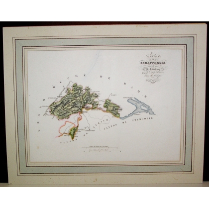 Gravure "Canton de Schaffhouse" drésée  sur Moinat SA  - Antiquités décoration -  Gravures, Lithos