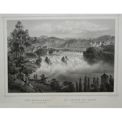Gravure "La chute du Rhin" de ROHBOCK  sur Moinat SA  - Antiquités décoration -  Gravures, Lithos