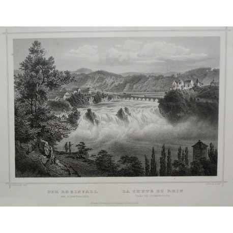 Gravure "La chute du Rhin" de ROHBOCK  sur Moinat SA  - Antiquités décoration -  Gravures, Lithos