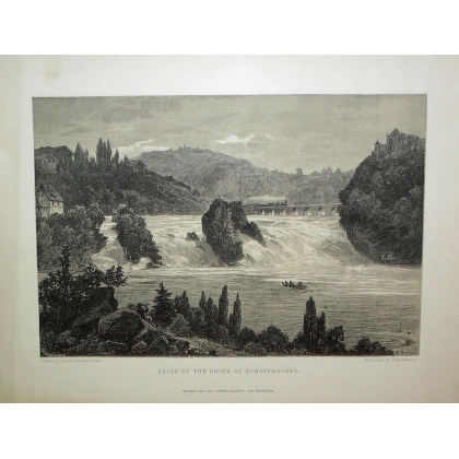 Gravure "Falls of the Rhine at  sur Moinat SA  - Antiquités décoration -  Gravures, Lithos
