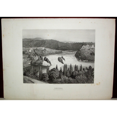 Gravure "Rheinfall bei Schaffhausen" de  sur Moinat SA  - Antiquités décoration -  Gravures, Lithos