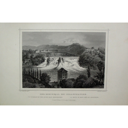 Gravure "La chute du Rhin près de  sur Moinat SA  - Antiquités décoration -  Gravures, Lithos