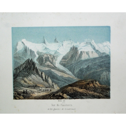 Gravure coloriée "Vue du Faulhorn" de  sur Moinat SA  - Antiquités décoration -  Gravures, Lithos