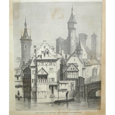 Gravure "The castle of Munoth and part  sur Moinat SA  - Antiquités décoration -  Gravures, Lithos