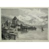 Gravure "Castle of Oberhofen, Lake of  sur Moinat SA  - Antiquités décoration -  Gravures, Lithos