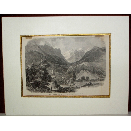 Gravure "Meyringen, chief town of the  sur Moinat SA  - Antiquités décoration -  Gravures, Lithos