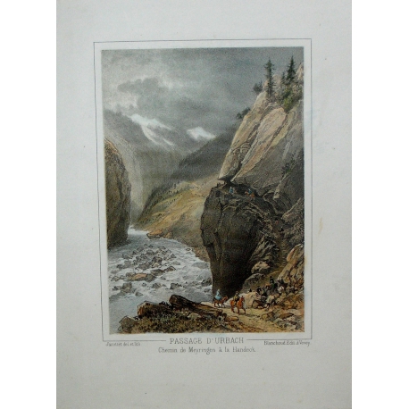 Gravure coloriée "Passage d'Urbach" de  sur Moinat SA  - Antiquités décoration -  Gravures, Lithos