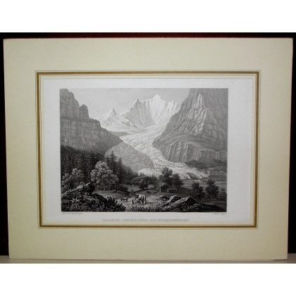 Gravure "Glacier inférieur du  sur Moinat SA  - Antiquités décoration -  Gravures, Lithos