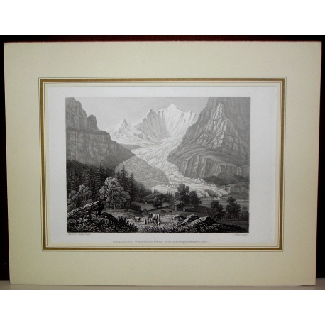 Gravure "Glacier inférieur du  sur Moinat SA  - Antiquités décoration -  Gravures, Lithos